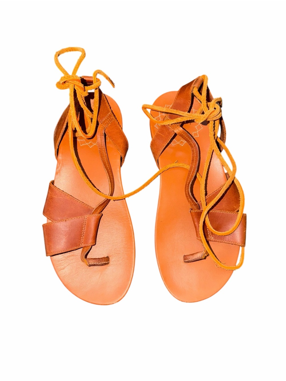 Chaco Sage Gladiator Leather Ankle Tie Sandals Brown Size 6